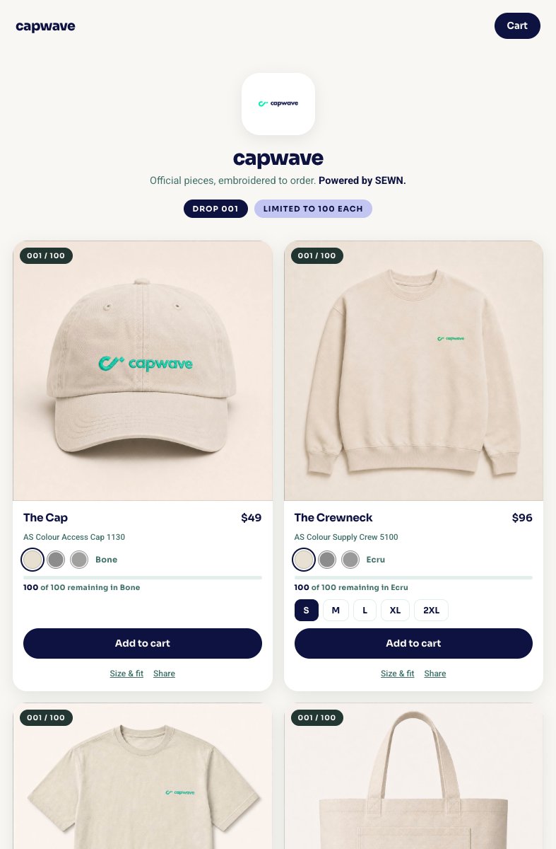 A store SEWN generated at capwave.yoursewn.store